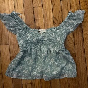 Green floral off-the-shoulder top